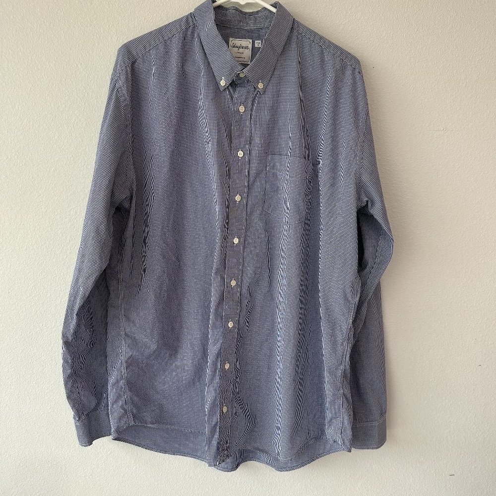 Schnayderman's Blue Checkered Button-Down Shirt 45-46/18
